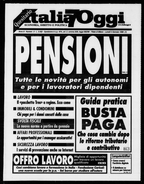 Italia oggi : quotidiano di economia finanza e politica